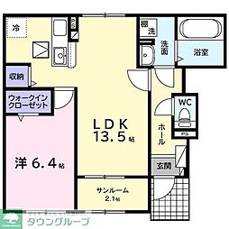 JR内房線 浜野駅 徒歩18分の賃貸アパート 1階1LDKの間取り