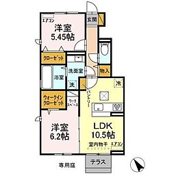 JR内房線 浜野駅 徒歩10分の賃貸アパート 1階2LDKの間取り
