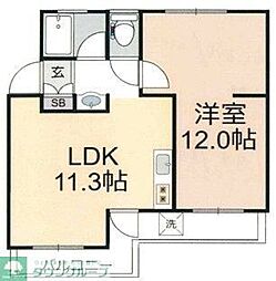 稲毛団地9 1LDKの間取図画像
