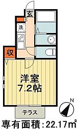 サードロック千葉 1Kの間取図画像