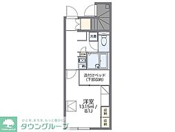 レオパレスサンライズヒル花見川 1Kの間取図画像