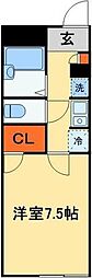 レオパレスフローラS 1Kの間取図画像