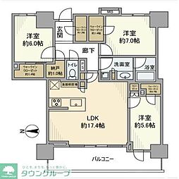 幕張ベイパークスカイグランドタワー 3LDKの間取図画像