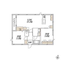 Gran Zuemu 2LDKの間取図画像