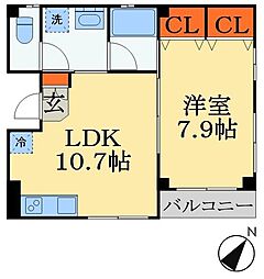 ResidenceJohoku 1LDKの間取図画像
