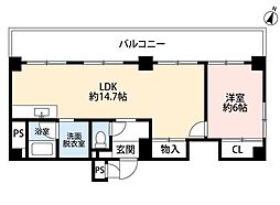 ラポール千葉新町 1LDKの間取図画像