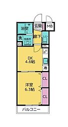 GRASS SQUARE 八番館 1DKの間取図画像