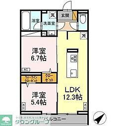 グランアジュール 2LDKの間取図画像