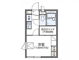 レオパレスコーポリッチII 1階1Kの間取り