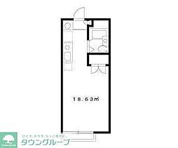 ハビタス調布 1階ワンルームの間取り