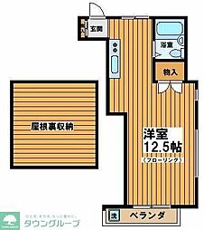 コーポワタナベ 2階ワンルームの間取り