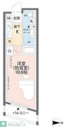 ミュージションプラス世田谷経堂 1階1Kの間取り