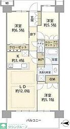 プラウドシティ吉祥寺 8階3LDKの間取り