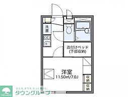 レオパレスコーポリッチII 2階1Kの間取り