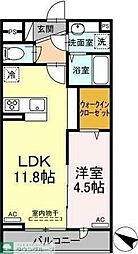 アヴァンス北烏山 1階1LDKの間取り