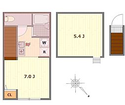 バーミープレイス調布II 2階ワンルームの間取り