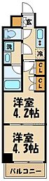 ラフィスタ調布多摩川 3階2Kの間取り