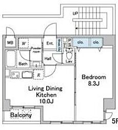 ＫＤＸレジデンス桜上水 5階1LDKの間取り