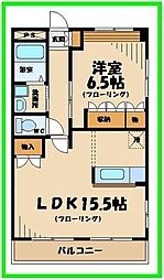 ガーデンヒルズ若松 2階1LDKの間取り