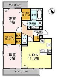 Ｅlysion west 2階2LDKの間取り
