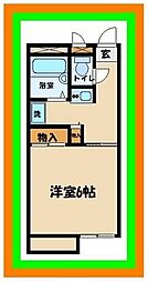 京王線 東府中駅 徒歩17分の賃貸アパート 2階1Kの間取り