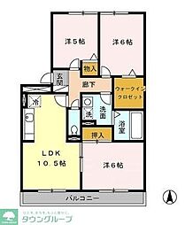 セジュール是政 3LDKの間取図画像