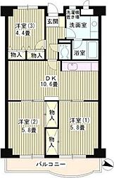カーサエッチェルサ世田谷 3LDKの間取図画像