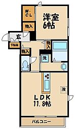 ピエス南烏山 1LDKの間取図画像