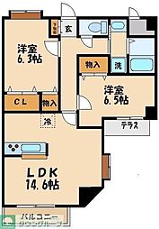 クレールロジュマン 2LDKの間取図画像