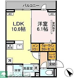 D Paina 登戸2 1LDKの間取図画像