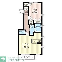 ルブラン国立 1LDKの間取図画像