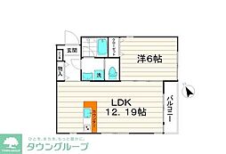 三鷹栄レジデンス 1LDKの間取図画像