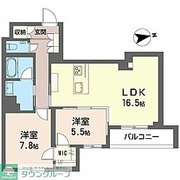 メリア調布 2LDKの間取図画像