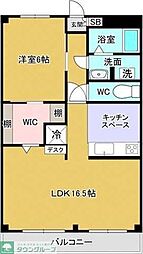センターヴィレッジ 1LDKの間取図画像