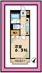 ドミール稲城 1Kの間取図画像