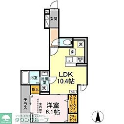 川崎市多摩区中野島5丁目アパート 1LDKの間取図画像