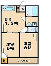 第2ドリームハイツ 2DKの間取図画像