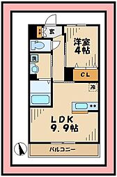 ブラッサムコート 1LDKの間取図画像