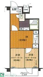 ライオンズシティ調布 2DKの間取図画像