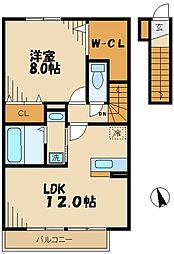 クレールカーサ聖蹟 1LDKの間取図画像