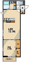セジュール緑町 1LDKの間取図画像