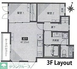 リーフテラス仙川 2LDKの間取図画像