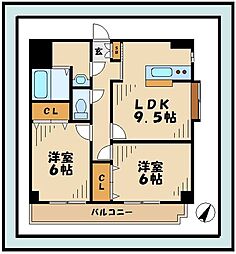 ガーデンヒルズヒラヤマ 2LDKの間取図画像