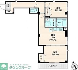 Marin・H(Nearly ZEH賃貸) 2DKの間取図画像