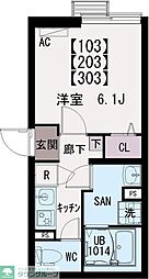 府中市若松町1丁目マンション 1Kの間取図画像
