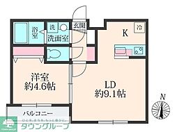 ミリアビタ前原 2階1LDKの間取り