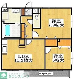 Hill’s K 1階2LDKの間取り