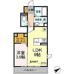 ジュネス前原 1階1LDKの間取り