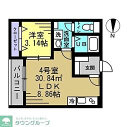 AJ千葉寺003 2階1LDKの間取り