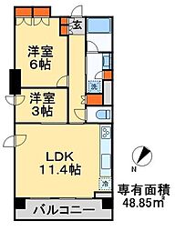 パークアクシス西船橋本郷町 3階2LDKの間取り